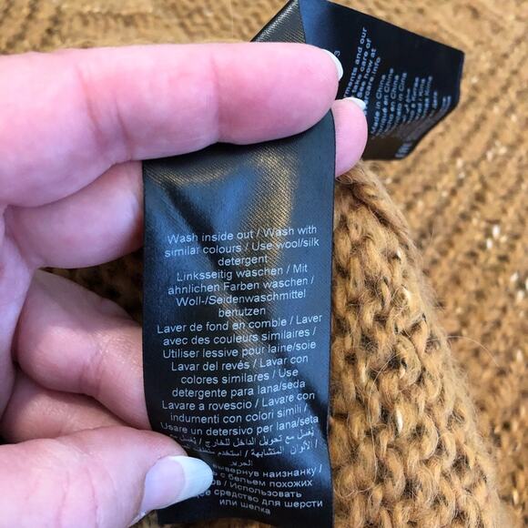 Ichi caramel golden brown v neck alpaca blend sweater size Extra Small XS - Picture 11 of 16